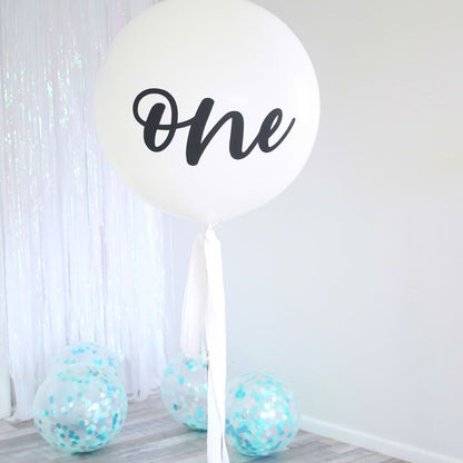 White & Black Jumbo One 1st Birthday Party Balloon 90cm