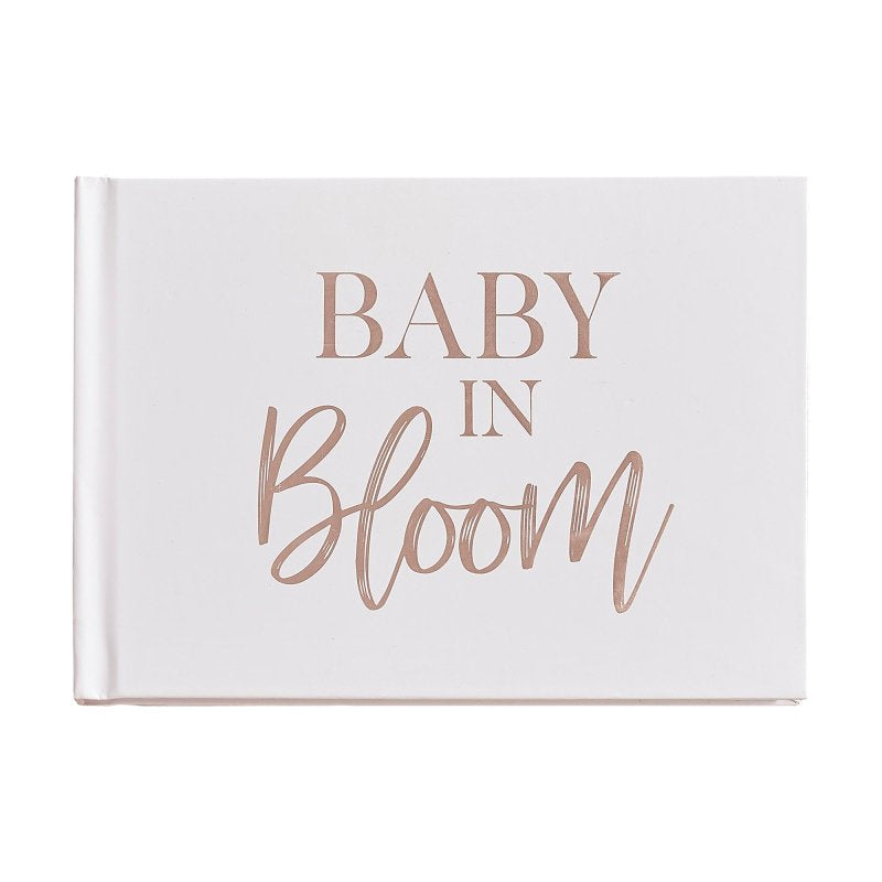 White & Rose Gold Baby In Bloom Baby Shower Guest Book Gift