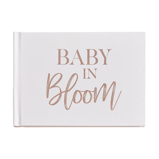 White & Rose Gold Baby In Bloom Baby Shower Guest Book Gift