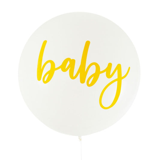 White & Gold Baby Shower Party Balloon 90cm