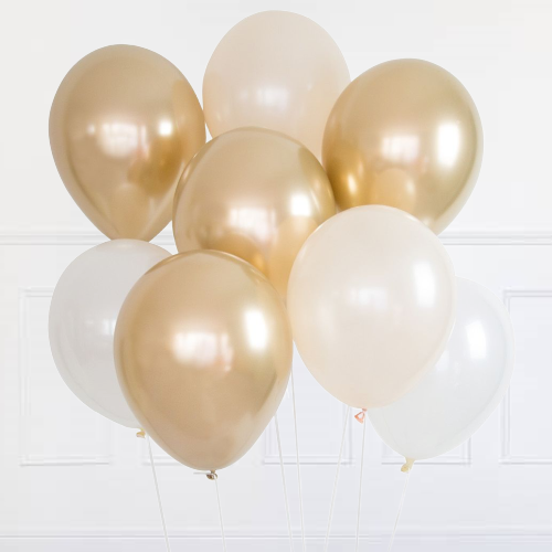 White & Gold Balloon Bunch Bouquet