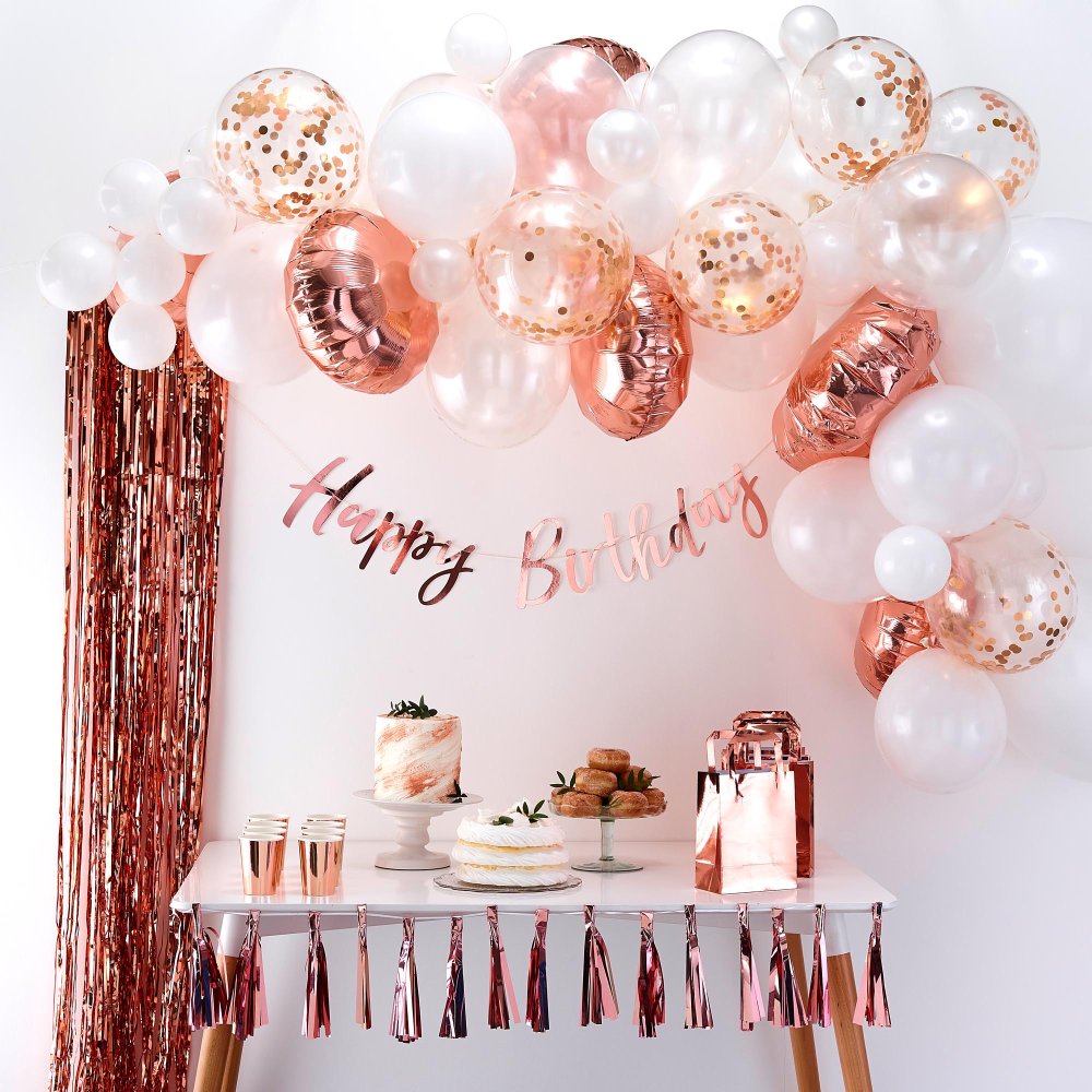 White & Rose Gold DIY Balloon Garland Arch Kit