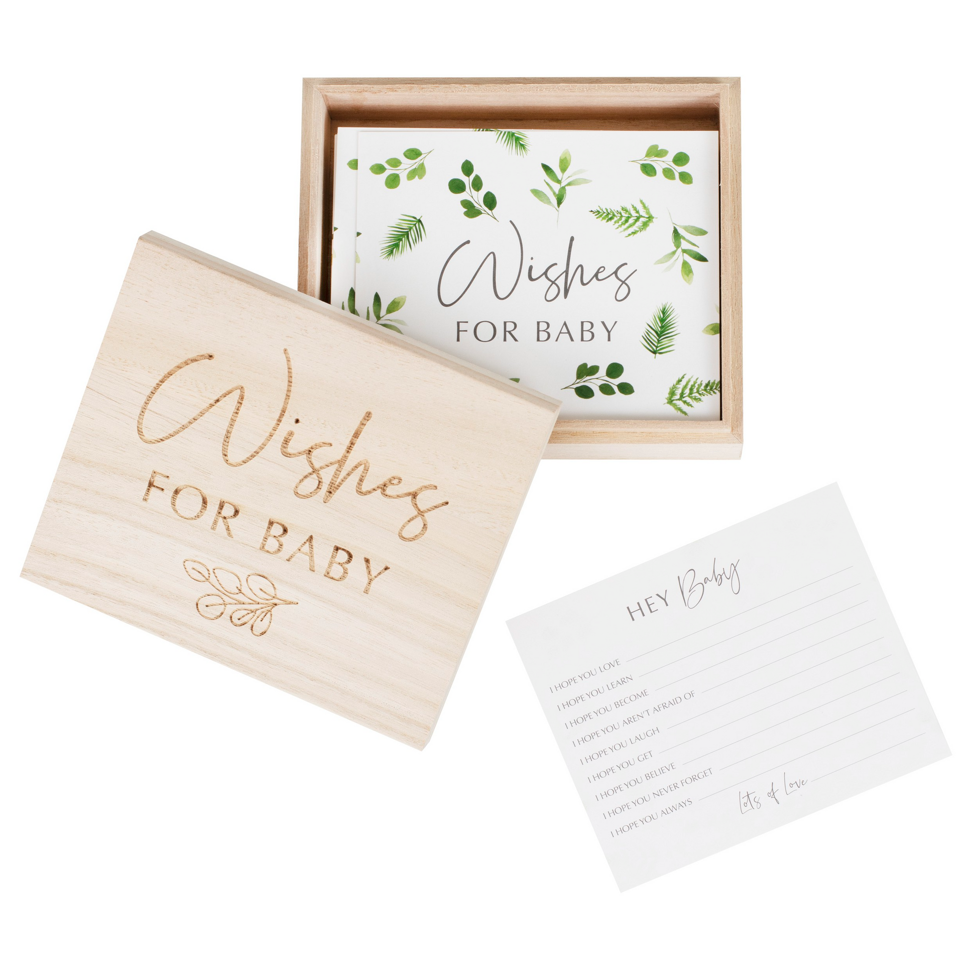 wishes for the baby baby shower game cards advice for the parent keepsake gender reveal wooden botanical box 