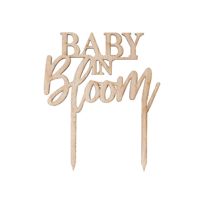 Wooden Baby In Bloom Baby Shower Cake Topper