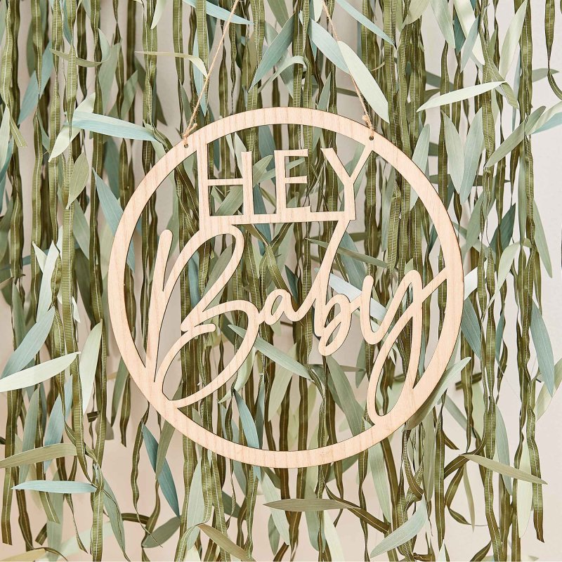 Wooden Hey Baby Shower Sign