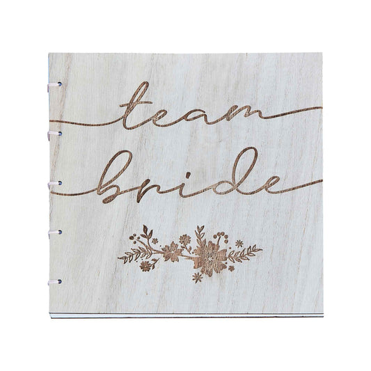 Wooden Boho Team Bride Bridal Shower Guest Book Keepsake Gift