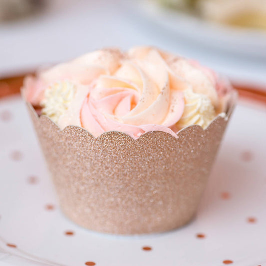 Rose Gold Glitter Card Party Cupcake Wrapper