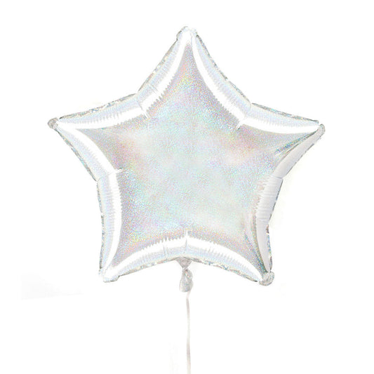 Silver Iridescent Holographic Foil Star Party Balloon