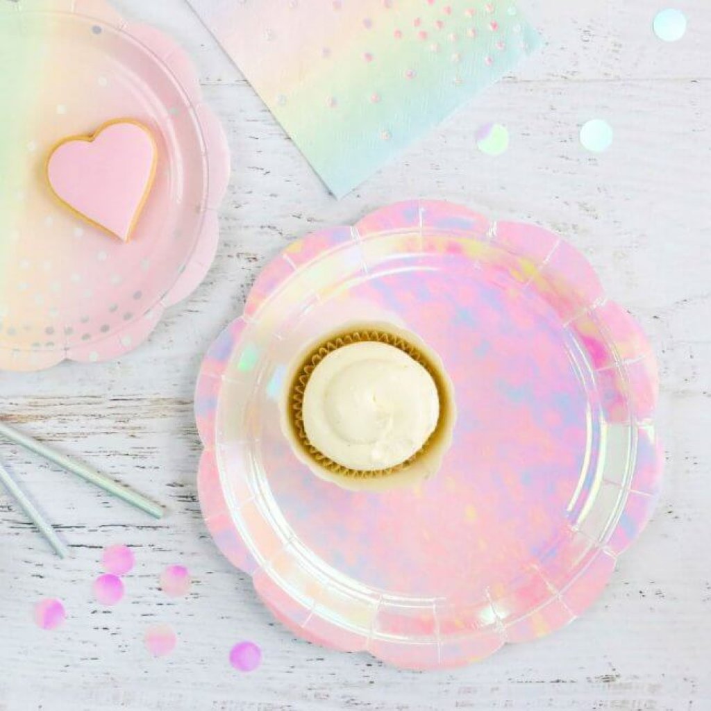 Rainbow Iridescent Holographic Large Paper Party Dinner Plate