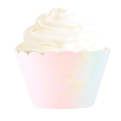 Pastel Rainbow Iridescent Holographic Unicorn Card Cupcake Wrapper