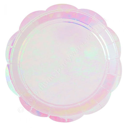 Rainbow Iridescent Holographic Large Paper Party Dinner Plate