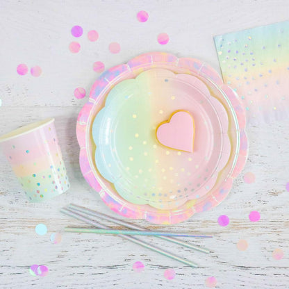 Rainbow Iridescent Holographic Large Paper Party Dinner Plate