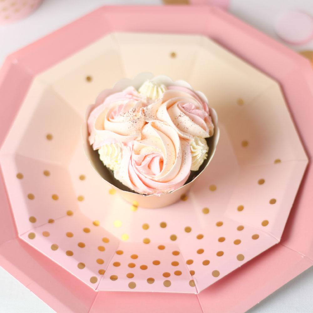 Pastel Pink, Peach & Gold Paper Party Plates