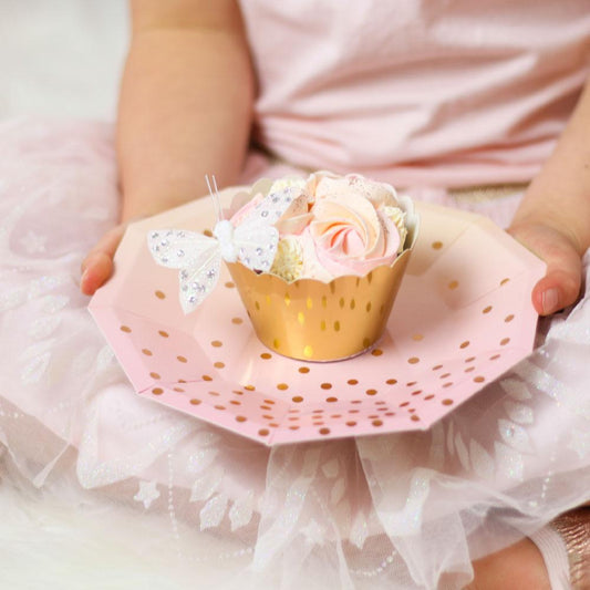 Pastel Pink, Peach & Gold Paper Party Plates