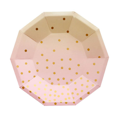 Pastel Pink, Peach & Gold Paper Party Plates