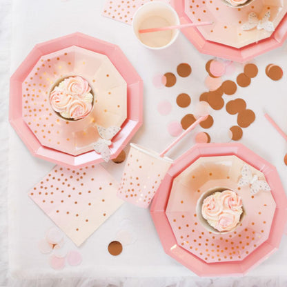 Pastel Pink, Peach & Gold Paper Party Plates