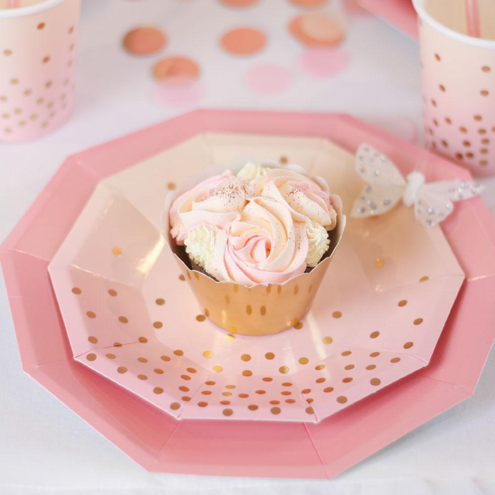 Pastel Pink, Peach & Gold Paper Party Plates