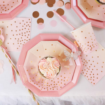 Pastel Pink, Peach & Gold Paper Party Plates