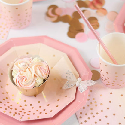 Pastel Pink, Peach & Gold Paper Party Plates